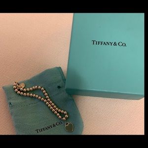 Tiffany&Co blue heart silver bead bracelet